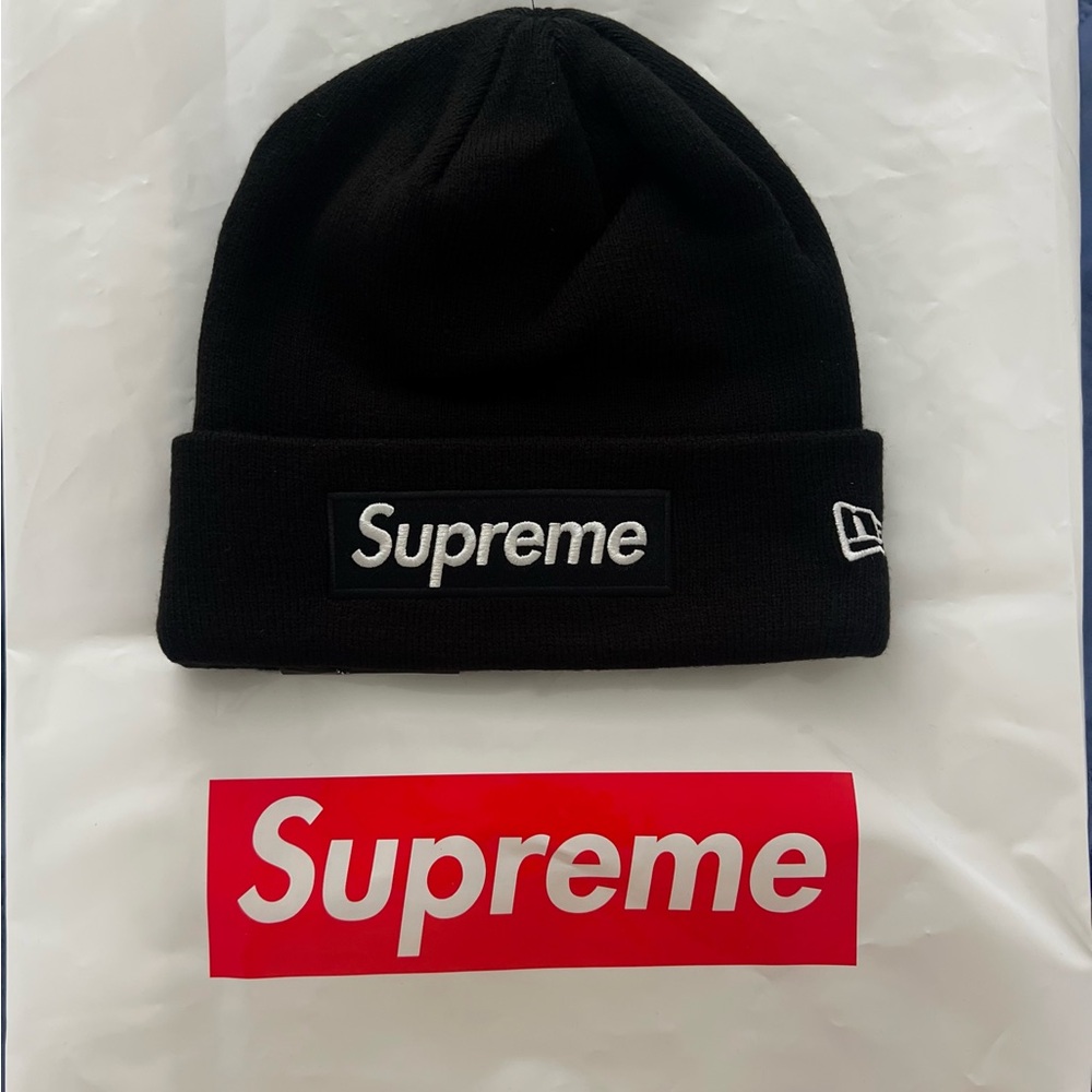 Supreme Black Knit Beanie Hat